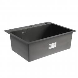 Мойка кухонная AFLORN AF96045F, врезная, S=3,0 и 0,8 мм, 60х45х20 см, сифон, графит