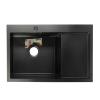 Мойка кухонная AFLORN AF97851F-L, врезная, левая, S=3,0 и 0,8 мм, 78х51х22 см, сифон, графит