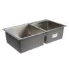 Мойка кухонная AFLORN AF97843-D, врезная, двойная, S=3,0 и 0,8 мм, 78х43х22 см, сифон, сатин 