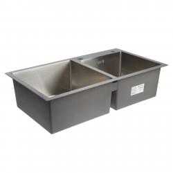 Мойка кухонная AFLORN AF97843-D, врезная, двойная, S=3,0 и 0,8 мм, 78х43х22 см, сифон, сатин 