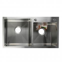 Мойка кухонная AFLORN AF97843-D, врезная, двойная, S=3,0 и 0,8 мм, 78х43х22 см, сифон, сатин 