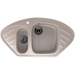 ULGRAN U-105 Угловая двухсекционная мойка с отверстием под смеситель