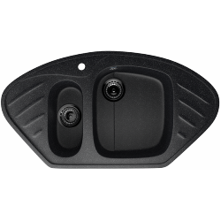 ULGRAN U-105 Угловая двухсекционная мойка с отверстием под смеситель