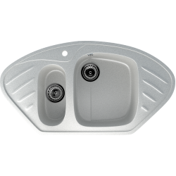 ULGRAN U-105 Угловая двухсекционная мойка с отверстием под смеситель