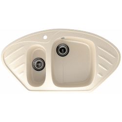ULGRAN U-105 Угловая двухсекционная мойка с отверстием под смеситель